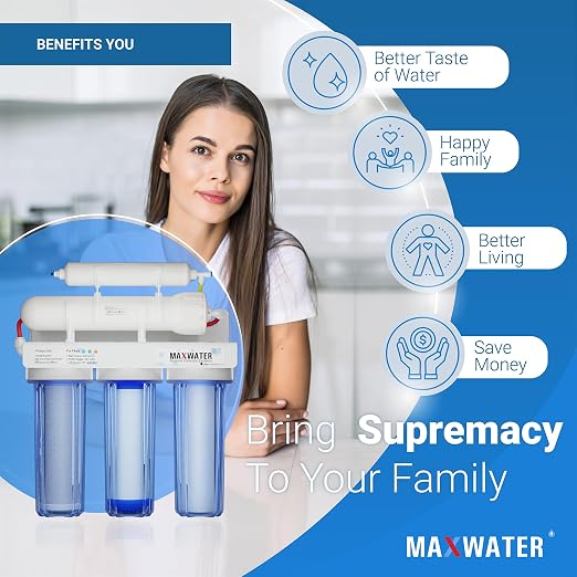 Max Water 5 Stage 100 GPD Reverse Osmosis Water Filtration System + Faucet-B + - Image 6