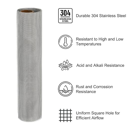 PATIKIL 40"L x 10"W Woven Wire Mesh, 26 Mesh 304 Stainless Steel Air Vent - Image 3