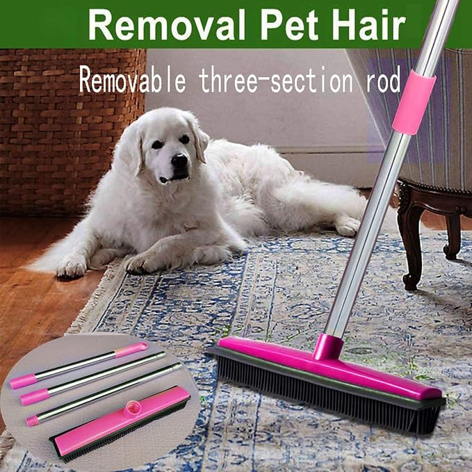 Multifunctional Broom, Telescopic Carpet Rake Rubber Pp 12.6in Brush Easy Wash - Image 2