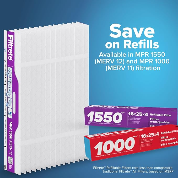 Filtrete 20x25x4 Refillable Air Filter replacement, MPR 1550, MERV 12, Allergen - Image 7