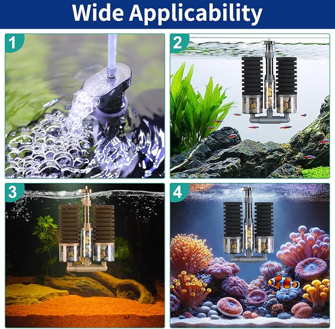 Dual Sponge Aquarium Filter, Air-Powered, 10–20 Gal – Ultra-Quiet Bio-Sponge - Image 7