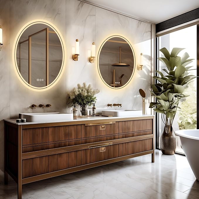 LUVODI Lighted LED Bathroom Mirror: 32”x24” Oval Wall Mounted Dimmable Makeup - Image 7