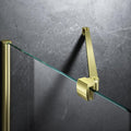 Frameless Shower Door Support Bar, Stainless Steel Wall-to-Glass Support Arm to Fixed Shower Glass Panel, for 1/4"-3/8" (6-10 mm) Door, 180° Pivot & Stow-Flat Mode (Brushed Gold, 23.6-inch(600mm))