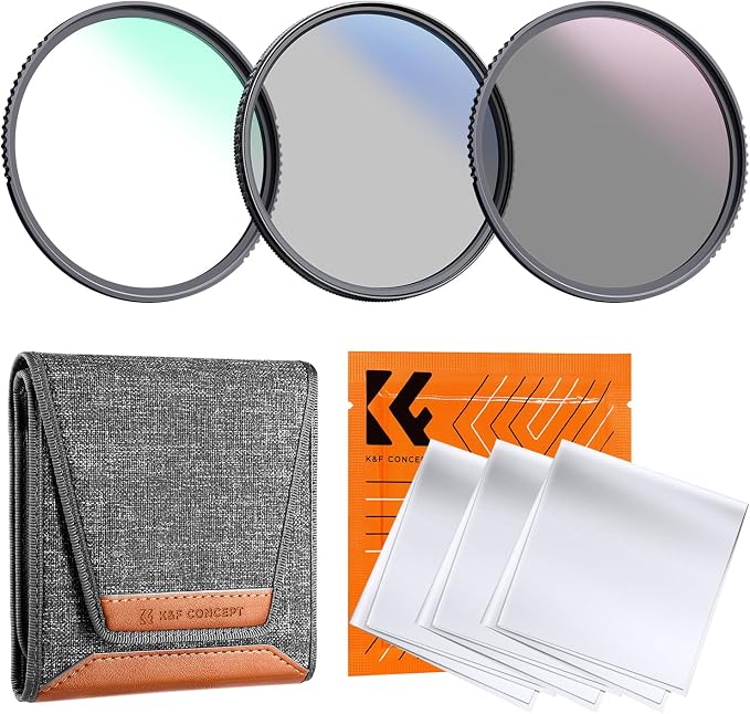 K&F Concept 49mm UV/CPL/ND Lens Filter Kit-18 Multi-Layer Coatings, UV Filter + by KFCONCEPT
