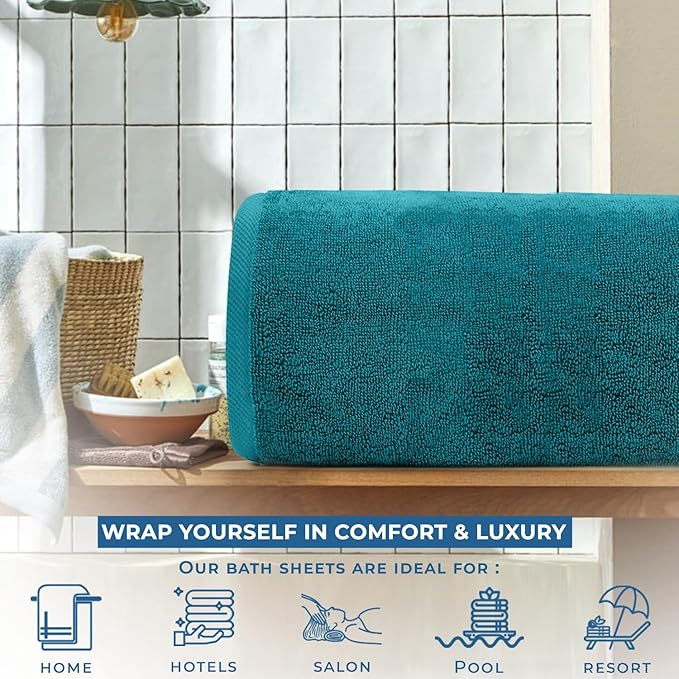 DAN RIVER Pack of 1 Bath Sheet 40x80 Inches, Premium Oversized Towels for Adults, Super Soft and Quick Dry - Teal