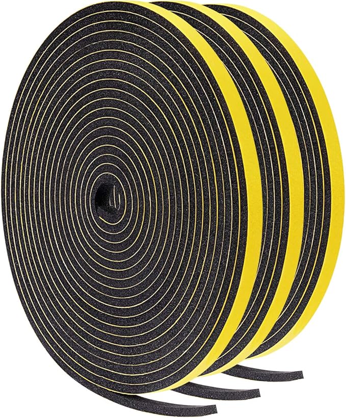 TORRAMI Adhesive Foam Tape 1/4" W X 1/8" T, Closed Cell Foam Weather Strip Seal by TORRAMI