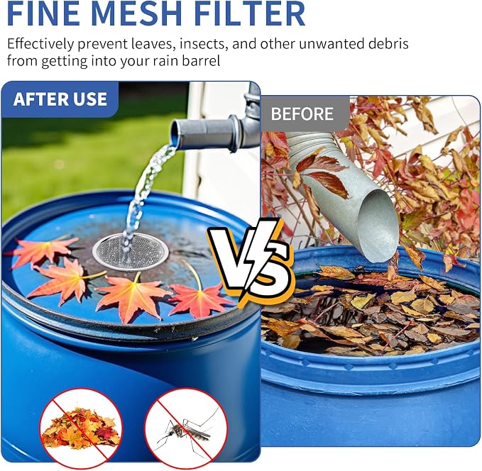 6" Rain Barrel Screen Filter for Rain Barrels, Premium 304 Stainless Steel - Image 4