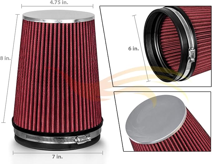 Cold Air Intake System with Heat Shield Kit + Filter Combo RED Compatible - Image 3