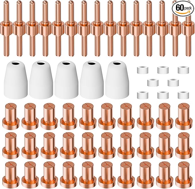 60PCS PT31 Plasma Cutter Consumables, High-Quality Cutting Performance Nozzles by Blugibedramsh