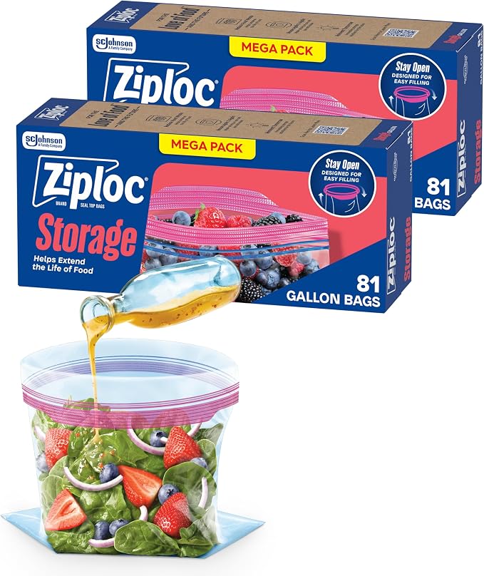 Ziploc Gallon Food Storage Bags, Stand-Up Bottom by Ziploc