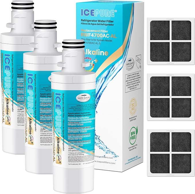 ICEPURE Alkaline LT1000PC Refrigerator Water Filter and Air Filter Replacement by ICEPURE