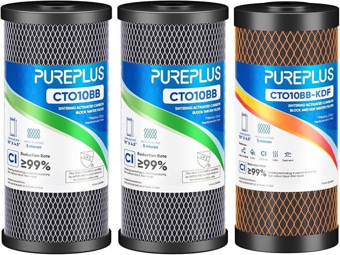 PUREPLUS 5 Micron 10"x4.5" Whole House Water Filter Replacement Bundle 3 Pack – by PUREPLUS
