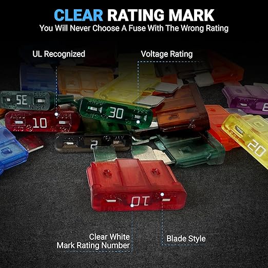 Standard ATO ATC Car Fuse Assortment Kit, 55 Pieces, RV Marin Automotive Blade - Image 2