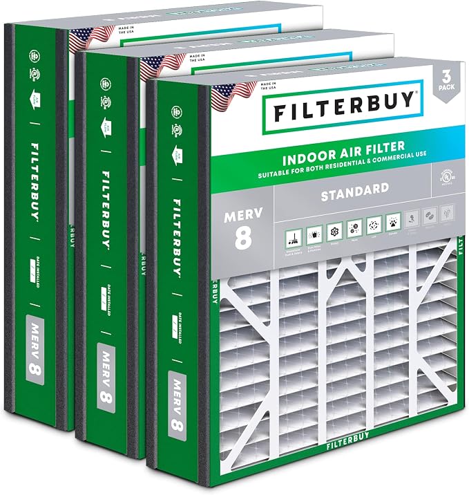 Filterbuy 20x20x5 Air Filter MERV 8 Essential Dust & Allergy Defense, by Filterbuy