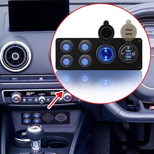 FXC 4 Gang Switch Panel Aluminum + QC 3.0 Dual USB Ports - Image 7