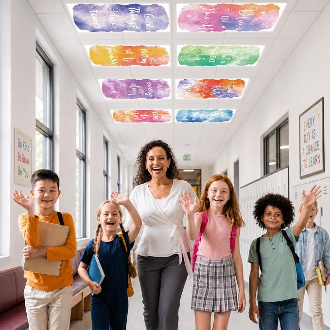 8 Pcs Fluorescent Light Covers for Classroom Ceiling Fixtures 4x2 Ft Magnetic - Image 7