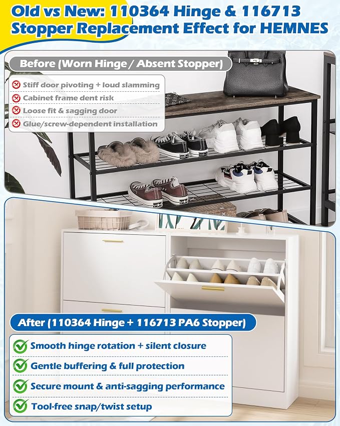 IWIWE 110364 Shoe Cabinet Hinge & 116713 Shoe Cabinet Stopper Compatible - Image 6