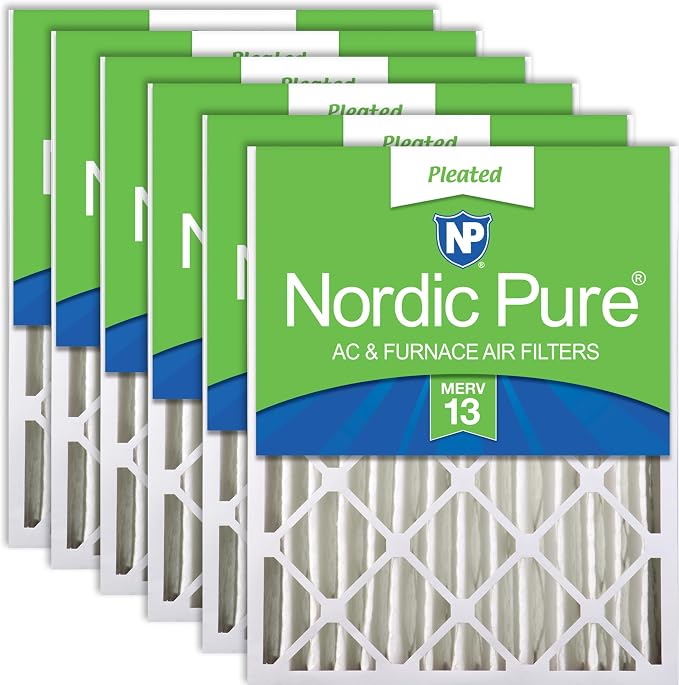 Nordic Pure 20x25x4 Pleated MERV 13 Air Filters 6 Pack by NordicPure