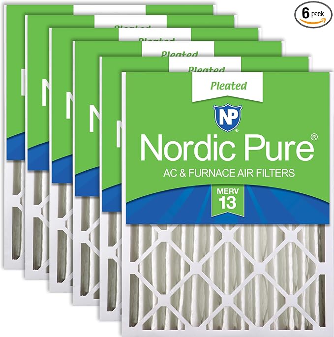 Nordic Pure 20x20x4 Pleated MERV 13 Air Filters 6 Pack by NordicPure