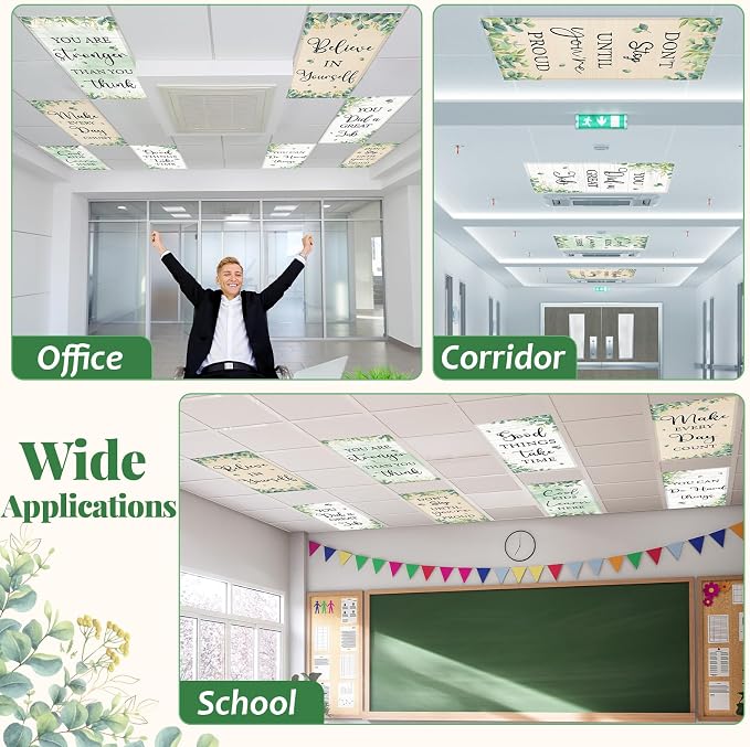 8 Pcs Fluorescent Light Covers for Classroom Ceiling Fixtures 4x2 Ft Magnetic - Image 5