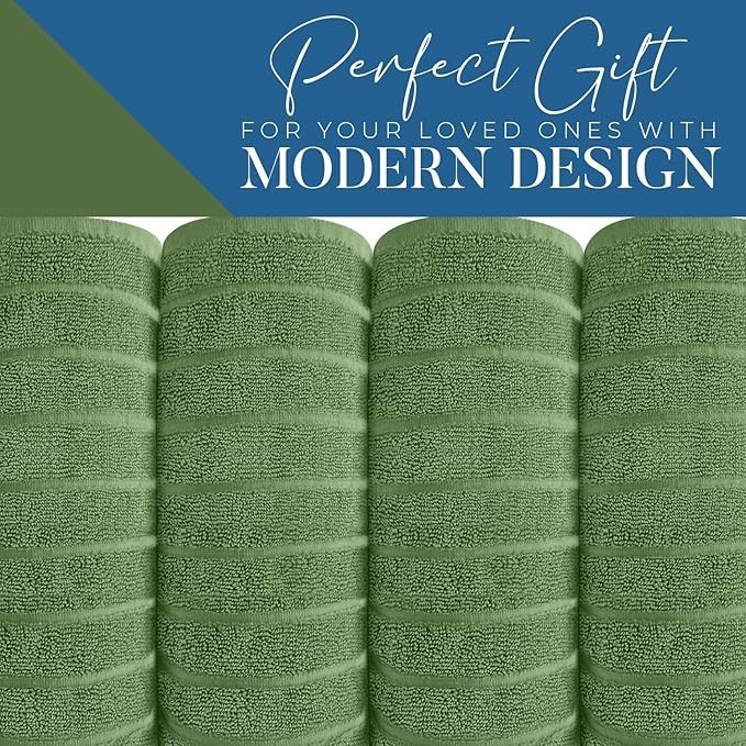 DAN RIVER Pack of 2 Bath Sheet 35x70 Inches, Extra Large Ribbed Quick Dry Bath Towels for Bathroom, Soft Absorbent Towels - Sage Green