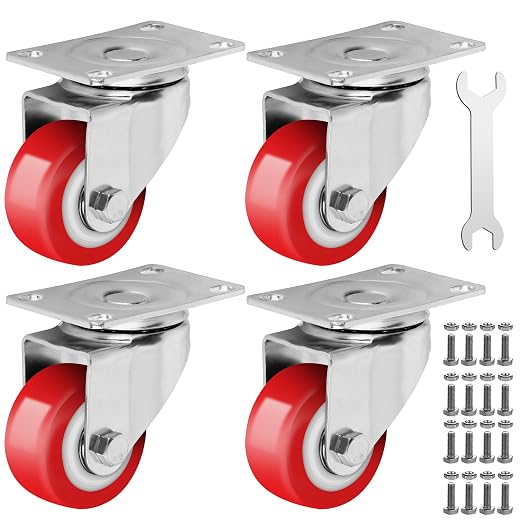 2.5 Inch Caster Wheels Heavy Duty Casters Set of 4 Lockable Cart Wheels by Castrek