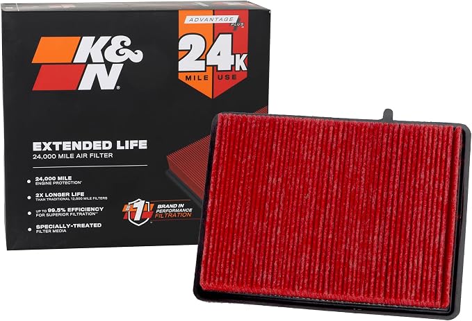 K&N Engine Air Filter: Extended Life 24, 000 Mile Replacement Air Filter: by KNEngineeringInc