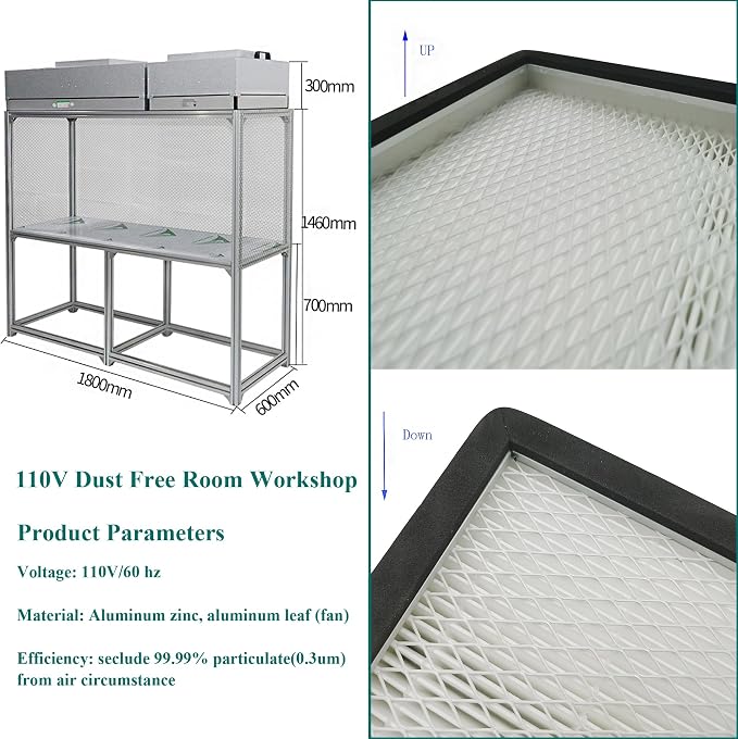 Air Flow Clean Bench Vertical Laminar Flow Hood Dust Free Room Workshop - Image 6