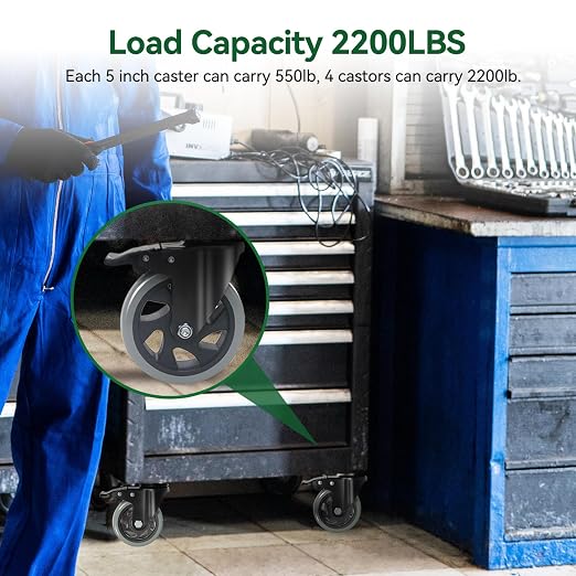 5" Caster Wheels Set of 4 Heavy Duty, BZOLIHEU Swivel Caster - Image 4