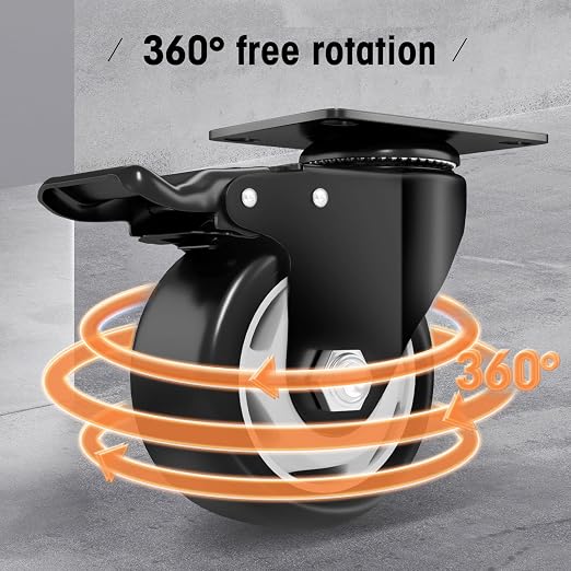 Casters, Top Plate Swivel Wheels, Locking Casters - Image 3