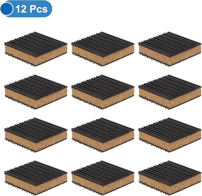 uxcell 12pcs Ribbed Anti-Vibration Isolation Rubber Pads 3" Length x 7/8" Thick - Image 3