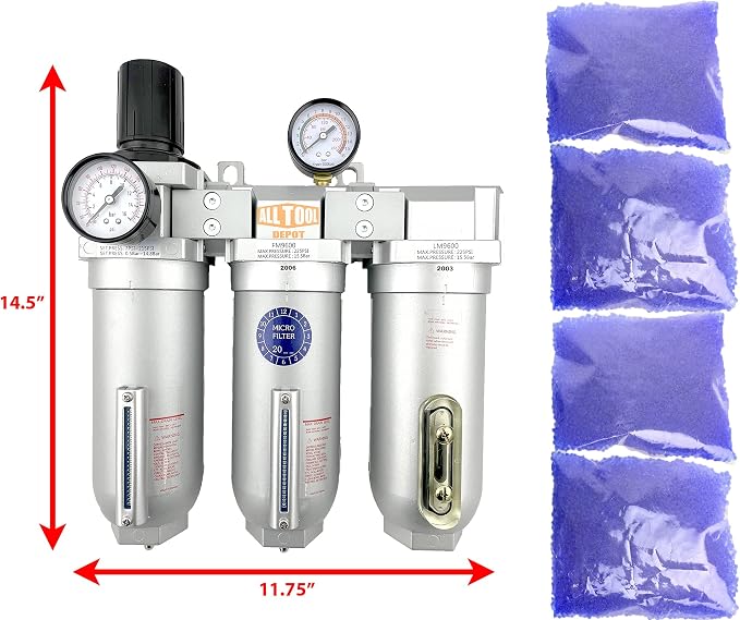 1" NPT SUPER DUTY Industrial Grade Filter Regulator Coalescing Desiccant Dryer - Image 2