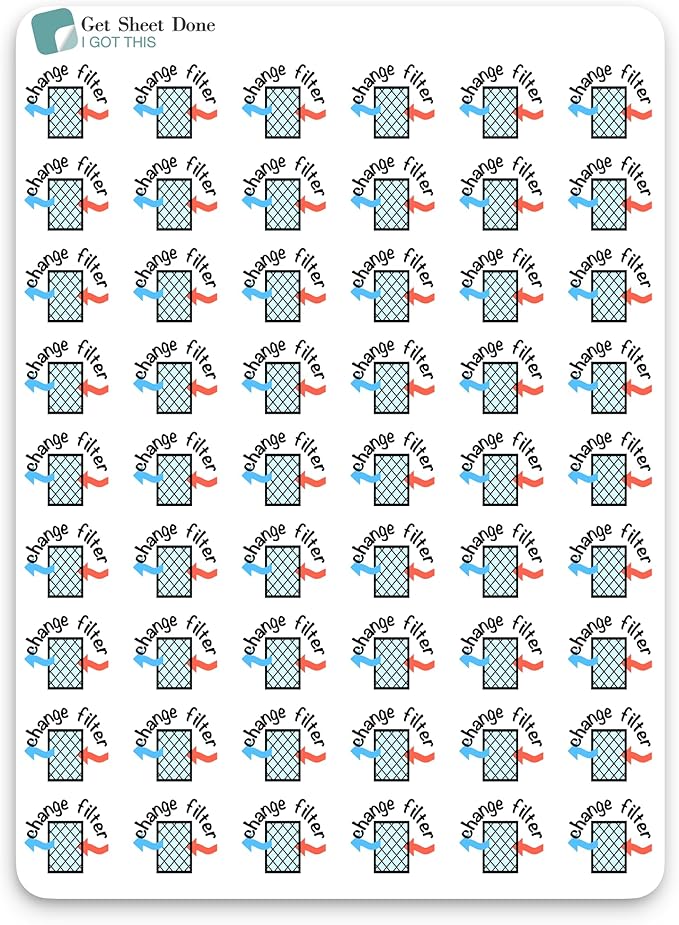 Change Filter Planner Stickers / 54 Fun Vinyl Stickers / AC Furnace HVAC - Image 2