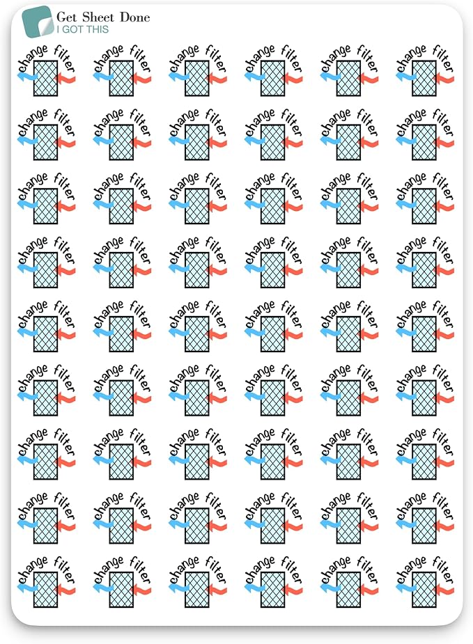 Change Filter Planner Stickers / 54 Fun Vinyl Stickers / AC Furnace HVAC - Image 2