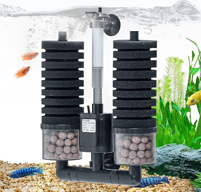 Aquarium Sponge Filter 15-55 Gallon Fish Tank Filter, Electric Power Double by TARARIUM