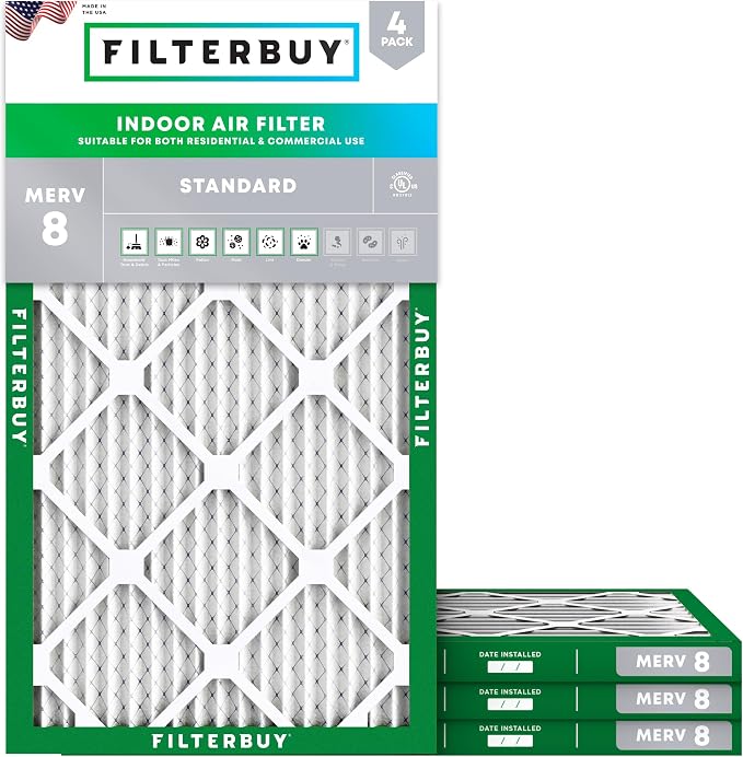 Filterbuy 15x30x1 Air Filter MERV 8 Essential Dust & Allergy Defense, by Filterbuy