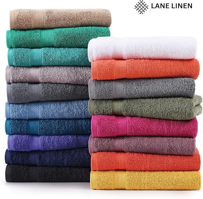 LANE LINEN Luxury Bath Towels Set of 4 (28"x54") - 100% Ring Spun Cotton Bathroom Towel Set - Durable, Quick Dry, Ultra Soft & Absorbent Large Shower Towels for Bathroom - Sustainably Produced - Taupe