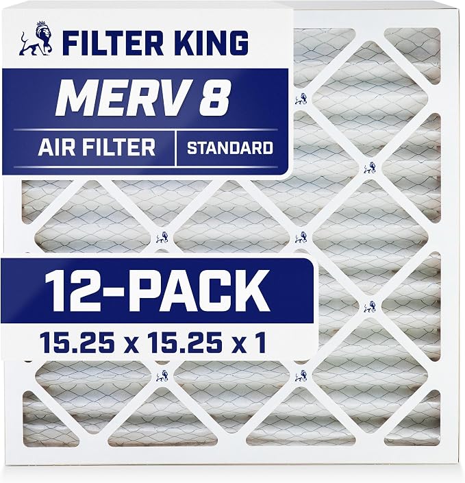 Filter King 15.25x15.25x1 Air Filter | 12-PACK | MERV 8 HVAC Pleated A/C by FilterKing