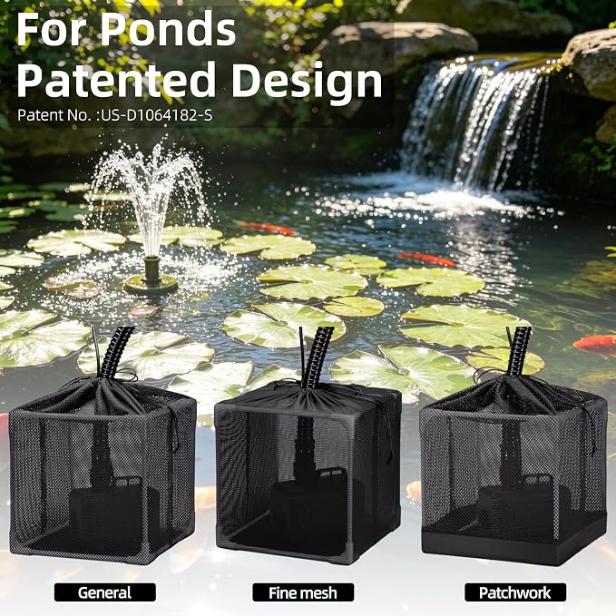 Fineday Pond Filter, Anti-Clogging Cube Outdoor Mesh Water Pump Barrier Bag Box - Image 2