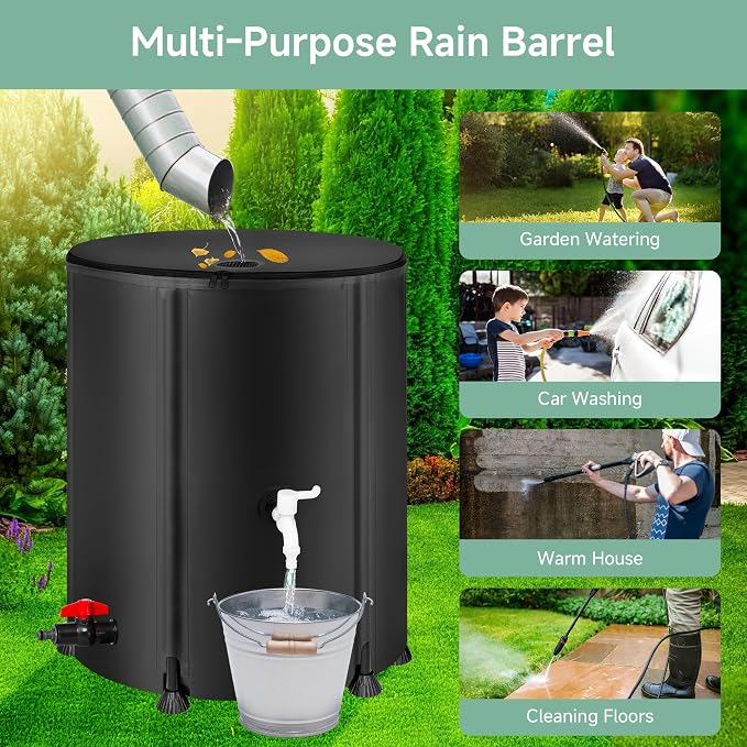 Collapsible Rain Barrel Water Storage Containers-53 Gallon Portable Rainwater - Image 6