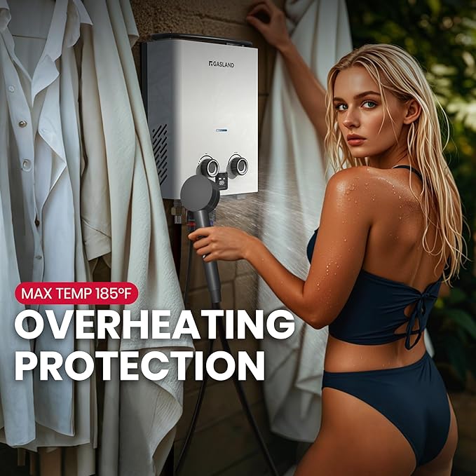 GASLAND 2025 Goshower G5 Portable Propane Water Heater | 1.32 GPM, 34,000 BTU | For Camping, Off-Grid | Digital Display | Compact