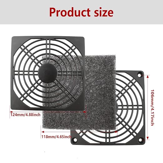 4 Pcs 120mm Black Square Plastic Cooling Fan Filter Cover, Dust Screen - Image 3