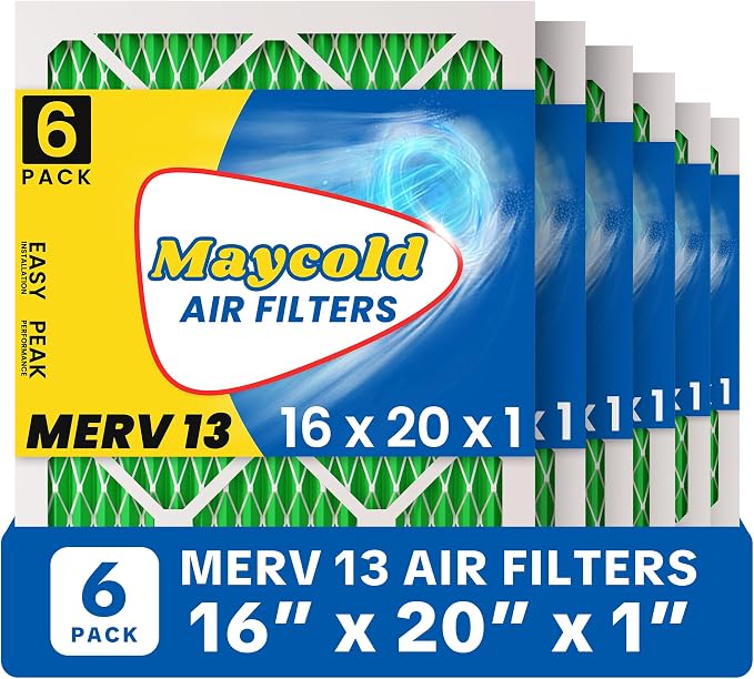 Maycold MERV 13 16x20x1 Air Filter, High-Efficiency Pleated AC & Furnace Filters by Maycold