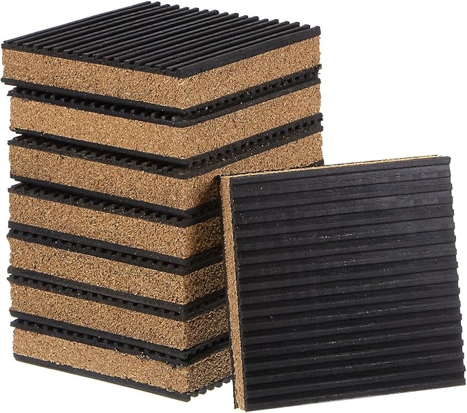 HARFINGTON 8pcs Rubber Anti Vibration Pads 4" x 4" x 7/8" Isolation Vibration by HARFINGTON