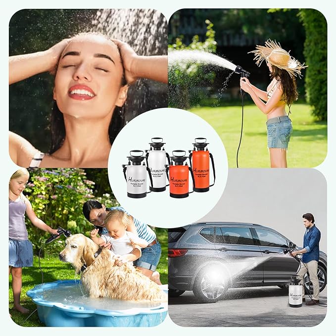 2.1 Gallon/8L Portable Shower–10 Spray Modes, Nylon Insulated Sleeve & No Electric Needed, Beach Shower for Surfing, Camping, Traveling & Hiking, Portable Water Sprayer, Orange