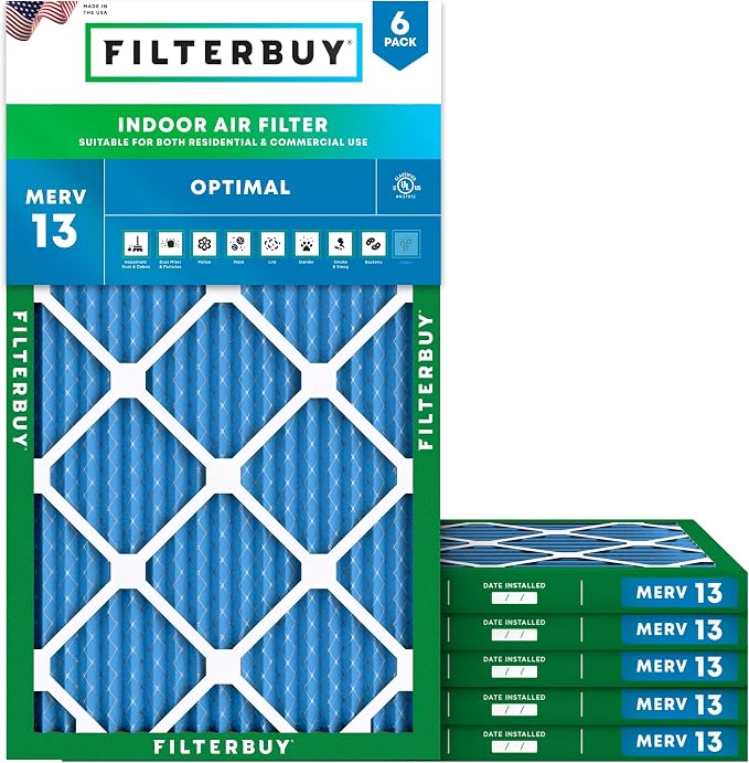 Filterbuy 8x30x1 Air Filter MERV 13 Optimal Smoke & Allergy Defense, by Filterbuy