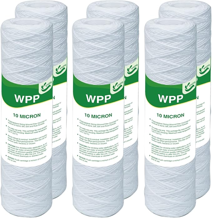 10 Micron String Wound Whole House Water Filter 10" x 2.5", 10-inch Universal by Vegebe