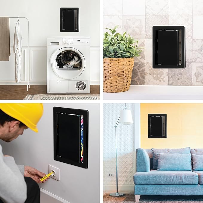 6" x 8" Black Plastic Access Panel - Drywall Wall Access Door for Plumbing, Electricity, Heating & Alarm Services