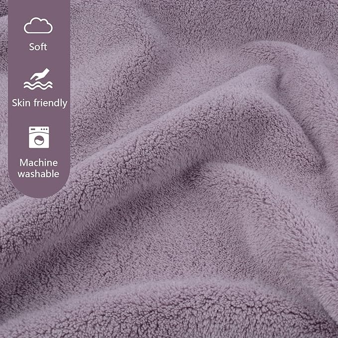KinHwa Microfiber Bath Towel Large Bathroom Towel Absorbent Shower Towels Soft Bath Towels Large Size for Women Men Ideal for Spa, Swimming, (2, Purple, 30x60 inch)