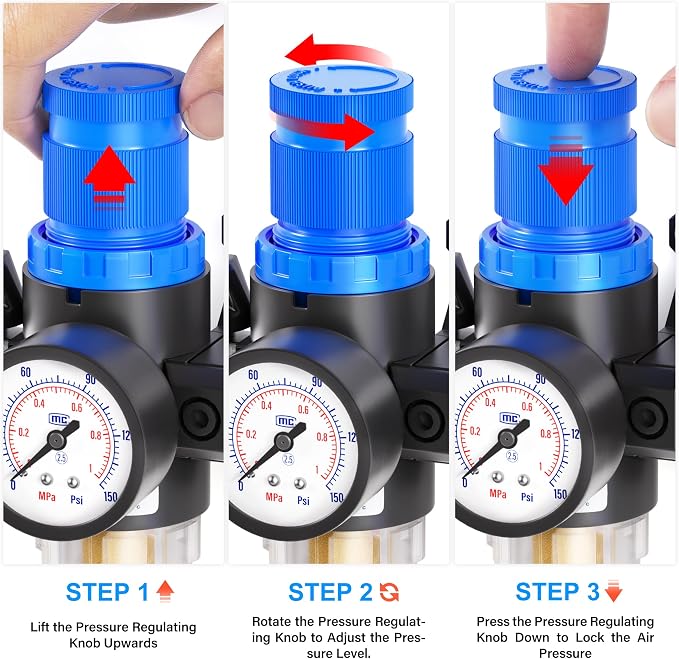 TAILONZ PNEUMATIC 1/4 Inch NPT AFC2000 Air Filter Pressure Regulator Kit（0-145 - Image 6